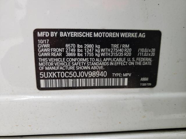 5UXKT0C50J0V98940 - 2018 BMW X5 XDR40E WHITE photo 13