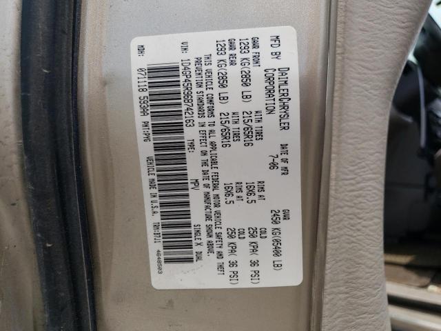 1D4GP45R96B742163 - 2006 DODGE CARAVAN SXT BEIGE photo 13