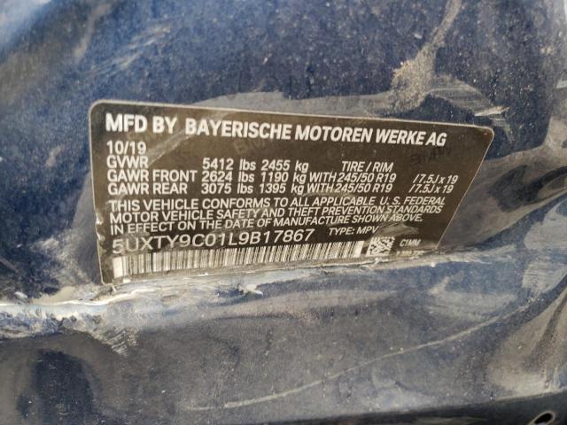 5UXTY9C01L9B17867 - 2020 BMW X3 XDRIVEM40I BLUE photo 13