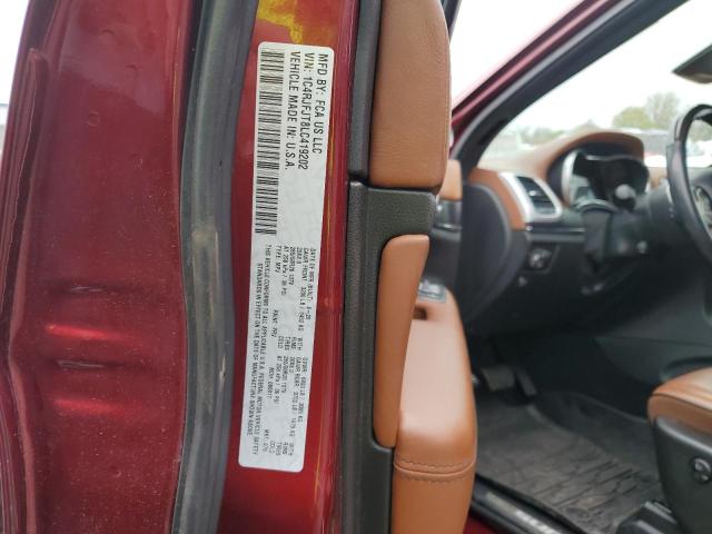 1C4RJFJT8LC419202 - 2020 JEEP GRAND CHER SUMMIT RED photo 12