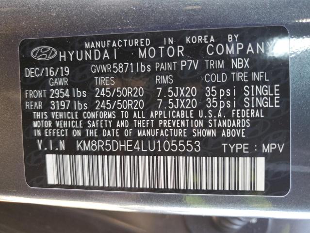 KM8R5DHE4LU105553 - 2020 HYUNDAI PALISADE LIMITED CHARCOAL photo 13