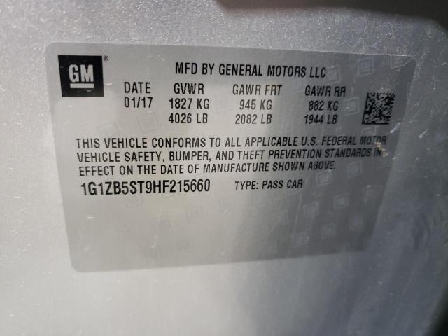 1G1ZB5ST9HF215660 - 2017 CHEVROLET MALIBU LS ვერცხლისფერი ფოტო 13