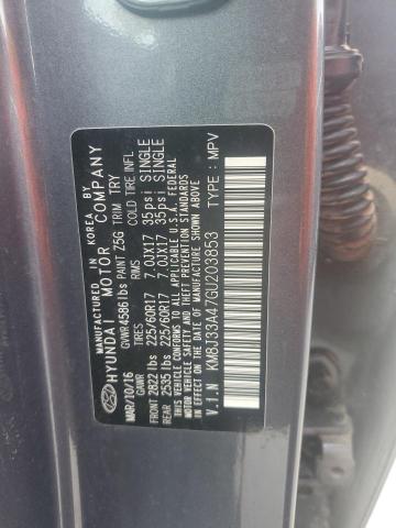 KM8J33A47GU203853 - 2016 HYUNDAI TUCSON LIMITED GRAY photo 13