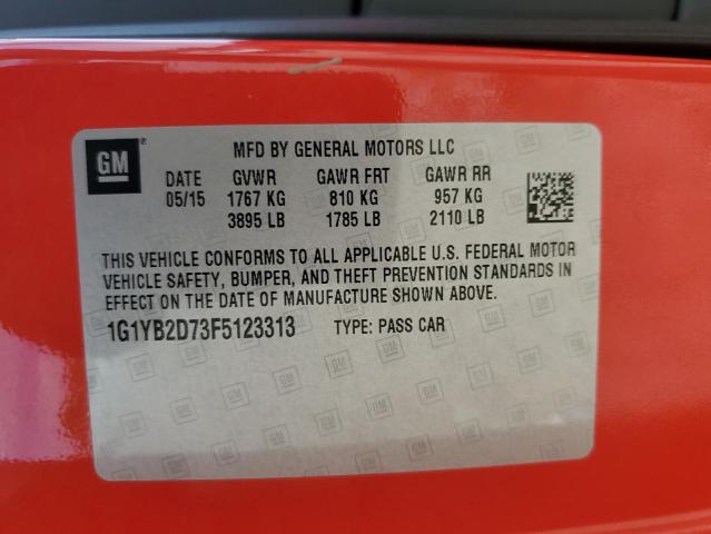 1G1YB2D73F5123313 - 2015 CHEVROLET CORVETTE STINGRAY 1LT RED photo 12