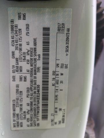 1FT7W2BT6KEE24630 - 2019 FORD F250 SUPER DUTY Biały zdjęcie 12