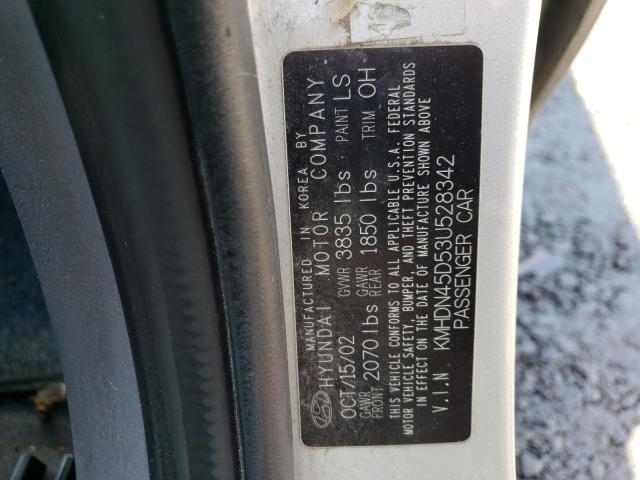 KMHDN45D53U528342 - 2003 HYUNDAI ELANTRA GLS SILVER photo 12