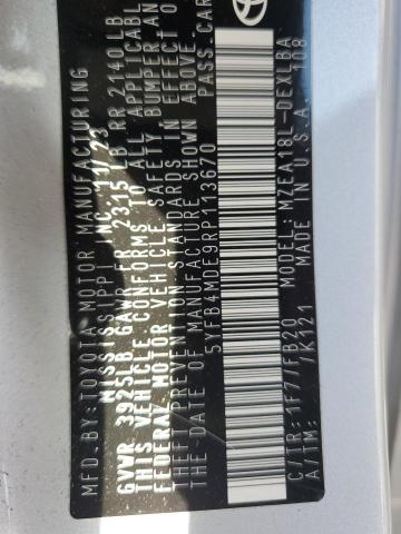 5YFB4MDE9RP113670 - 2024 TOYOTA COROLLA LE Gümüş fotoğraf 13