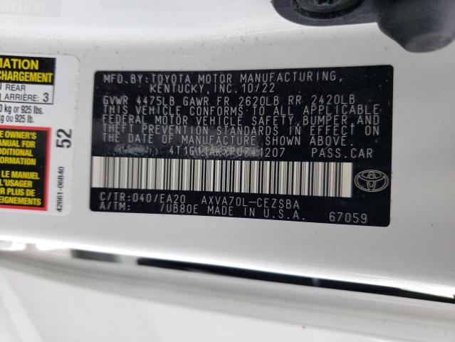 4T1G11AKXPU741207 - 2023 TOYOTA CAMRY SE NIGHT SHADE WHITE photo 12