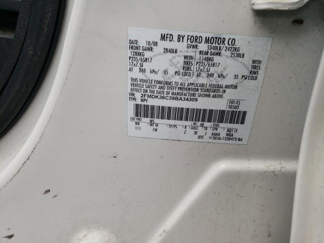 2FMDK36C39BA34309 - 2009 FORD EDGE SE WHITE photo 13