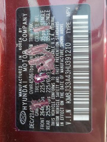 KM8J33A43HU391210 - 2017 HYUNDAI TUCSON LIMITED BURGUNDY photo 13