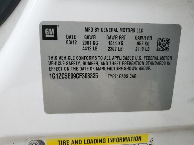 1G1ZC5E09CF303325 - 2012 CHEVROLET MALIBU 1LT WHITE photo 12