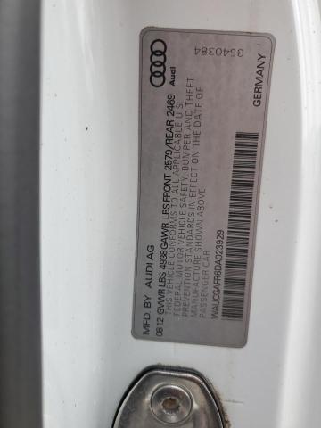 WAUCGAFR6DA023929 - 2013 AUDI S5 PREMIUM PLUS 白色 照片 12