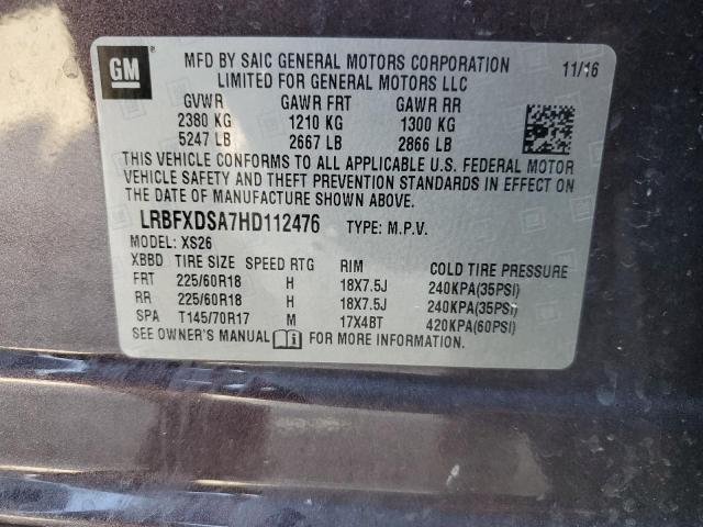 LRBFXDSA7HD112476 - 2017 BUICK ENVISION ESSENCE Bənövşəyi foto 13