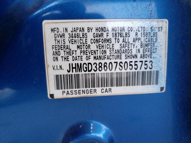 JHMGD38607S055753 - 2007 HONDA FIT S 蓝色 照片 12