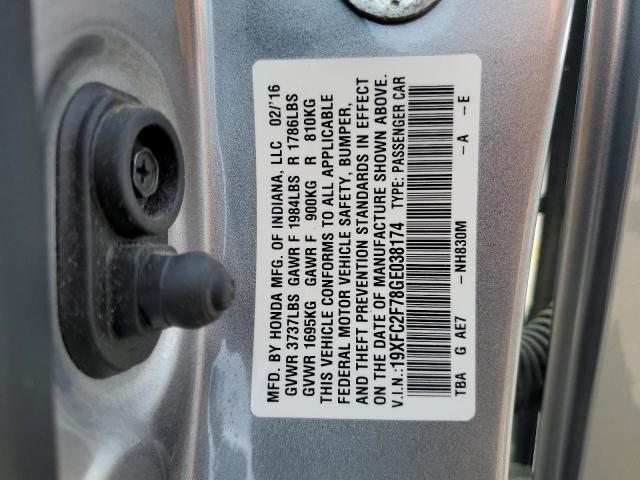 19XFC2F78GE038174 - 2016 HONDA CIVIC EX SILVER photo 13