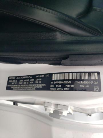 ZARFAEBN0J7563478 - 2018 ALFA ROMEO GIULIA Ақ фото 12