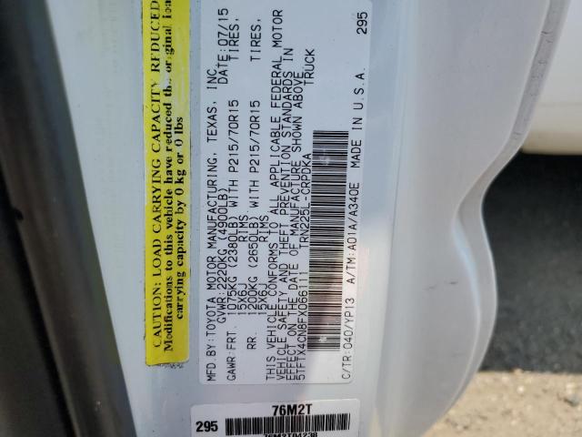 5TFTX4CN8FX066111 - 2015 TOYOTA TACOMA ACCESS CAB Ақ фото 12