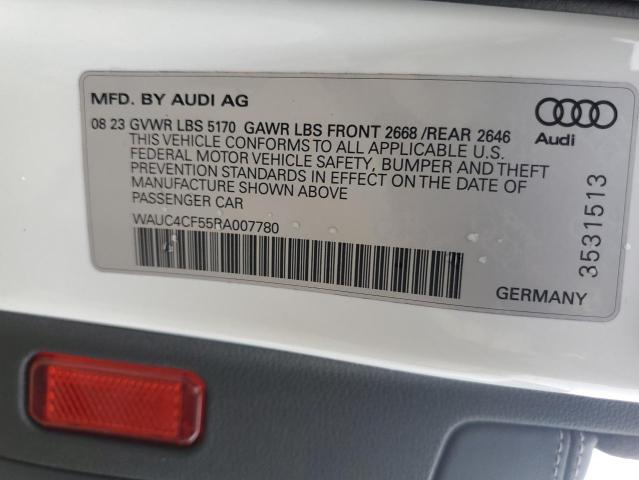 WAUC4CF55RA007780 - 2024 AUDI S5 PREMIUM PLUS WHITE photo 12