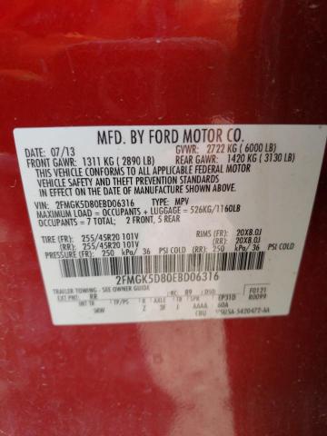 2FMGK5D80EBD06316 - 2014 FORD FLEX LIMITED RED photo 14