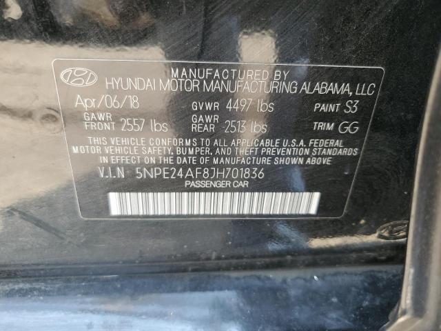 5NPE24AF8JH701836 - 2018 HYUNDAI SONATA SE BLACK photo 12