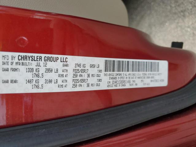 2C4RC1CG9DR511456 - 2013 CHRYSLER TOWN & COU TOURING L MAROON photo 13