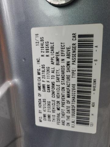 19UUB3F70HA002646 - 2017 ACURA TLX ADVANCE SILVER photo 12