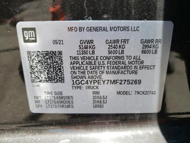 1GC4YPEY7MF275269 - 2021 CHEVROLET SILVERADO K2500 HEAVY DUTY LTZ BROWN photo 12