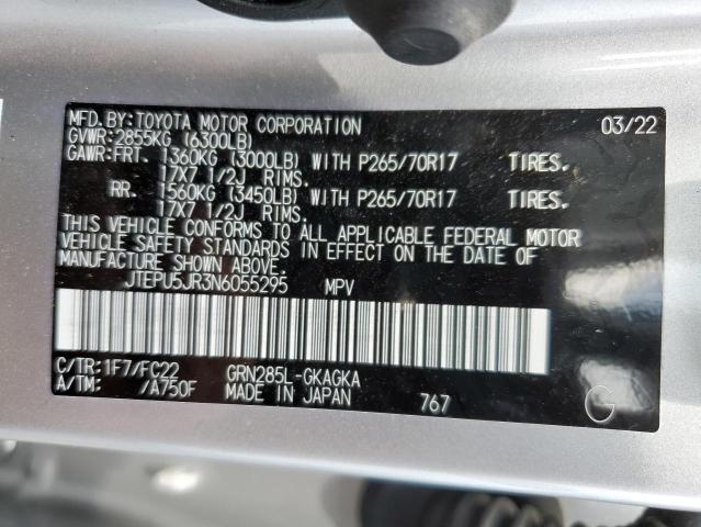JTEPU5JR3N6055295 - 2022 TOYOTA 4RUNNER SR5/SR5 PREMIUM 银色 照片 14