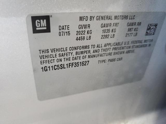 1G11C5SL1FF351627 - 2015 CHEVROLET MALIBU 1LT 银色 照片 12