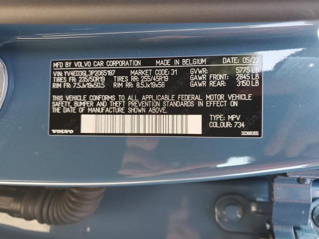 YV4ED3GL3P2065187 - 2023 VOLVO C40 RECHARGE PLUS TEAL photo 13