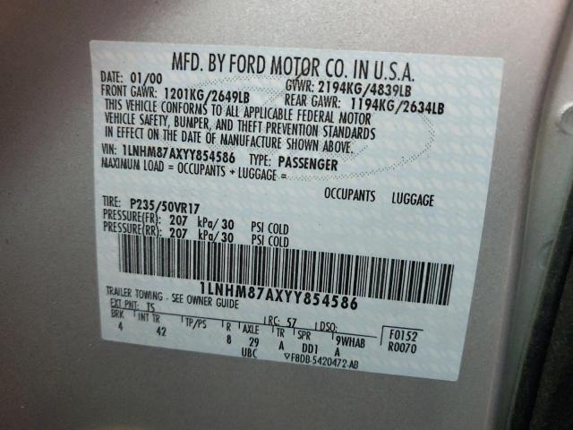 1LNHM87AXYY854586 - 2000 LINCOLN LS 银色 照片 12