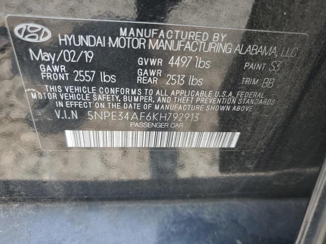 5NPE34AF6KH792913 - 2019 HYUNDAI SONATA LIMITED BLACK photo 13