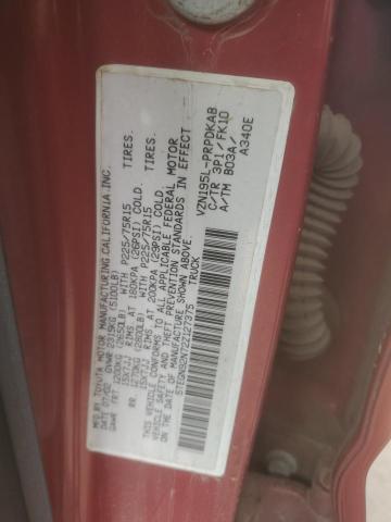 5TEGN92N72Z127375 - 2002 TOYOTA TACOMA DOUBLE CAB PRERUNNER RED photo 12