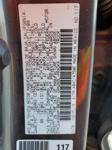 3TMJU4GN6AM100359 - 2010 TOYOTA TACOMA DOUBLE CAB PRERUNNER CHARCOAL photo 12