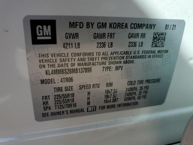 KL4MMBS28MB137899 - 2021 BUICK ENCORE GX PREFERRED WHITE photo 10