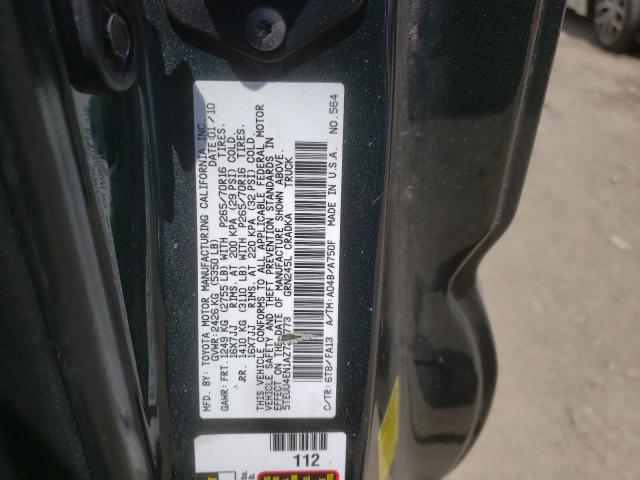 5TEUU4EN1AZ729773 - 2010 TOYOTA TACOMA ACCESS CAB მწვანე ფოტო 12