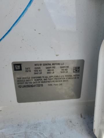 1G1JA6SG9G4172215 - 2016 CHEVROLET SONIC LS WHITE photo 12