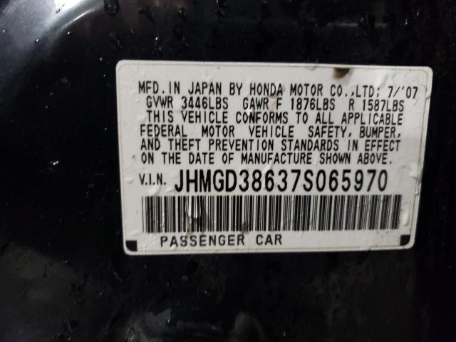 JHMGD38637S065970 - 2007 HONDA FIT S 黑色 照片 12