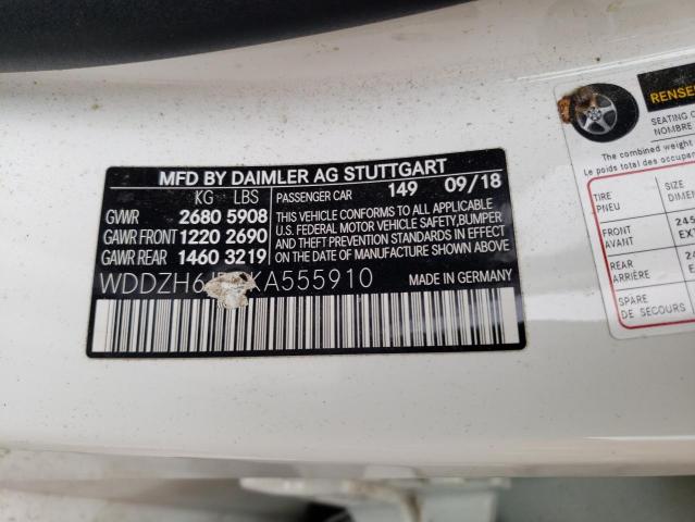 WDDZH6JB9KA555910 - 2019 MERCEDES-BENZ E 450 4MATIC WHITE photo 13