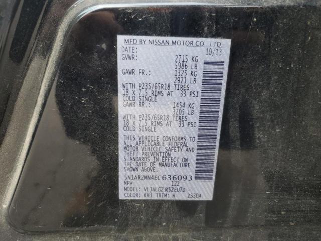 5N1AR2MN4EC636093 - 2014 NISSAN PATHFINDER S BLACK photo 13