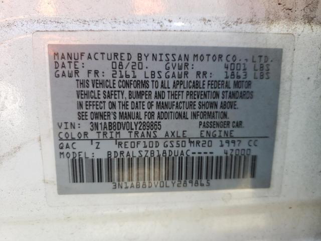 3N1AB8DV0LY289865 - 2020 NISSAN SENTRA SR WHITE photo 13