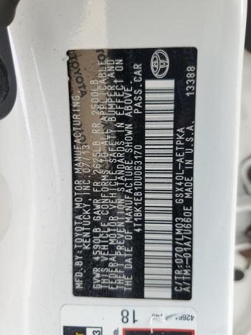 4T1BK1EB1DU063170 - 2013 TOYOTA AVALON BASE 白色 照片 12