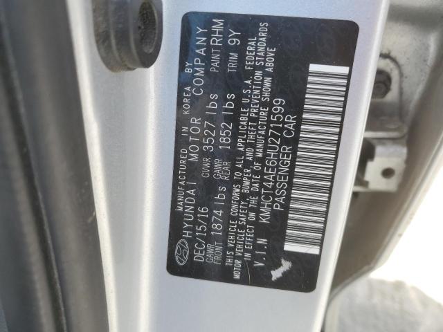 KMHCT4AE6HU271599 - 2017 HYUNDAI ACCENT SE SILVER photo 12