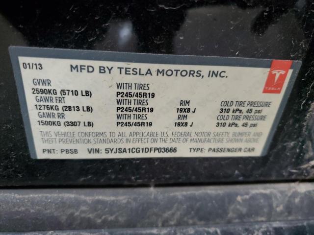 5YJSA1CG1DFP03666 - 2013 TESLA MODEL S BLACK photo 13