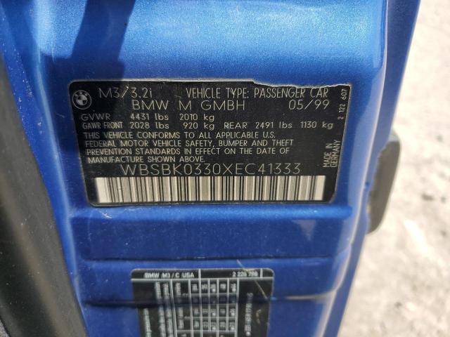 WBSBK0330XEC41333 - 1999 BMW M3 AUTOMATIC BLUE photo 13