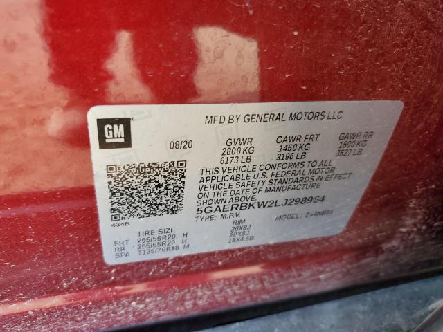 5GAERBKW2LJ298964 - 2020 BUICK ENCLAVE ESSENCE Qırmızı foto 13