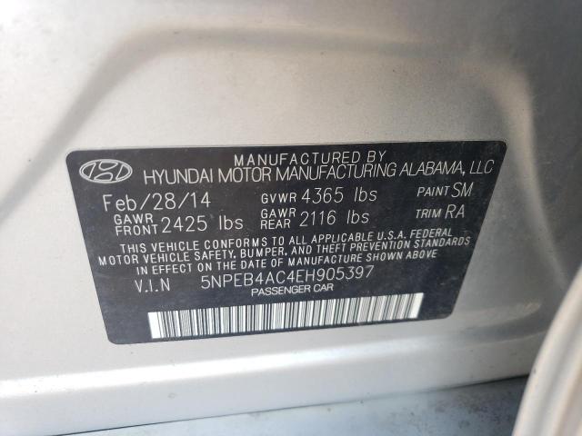 5NPEB4AC4EH905397 - 2014 HYUNDAI SONATA GLS SILVER photo 12