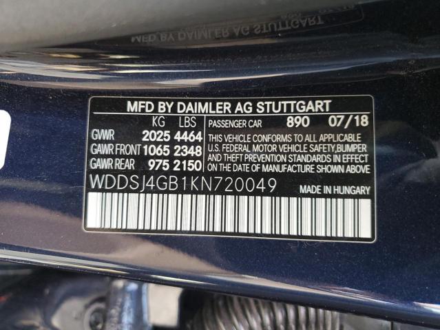 WDDSJ4GB1KN720049 - 2019 MERCEDES-BENZ CLA 250 4MATIC BLUE photo 13