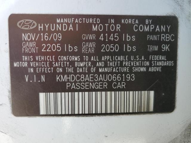 KMHDC8AE3AU066193 - 2010 HYUNDAI ELANTRA TO GLS WHITE photo 13