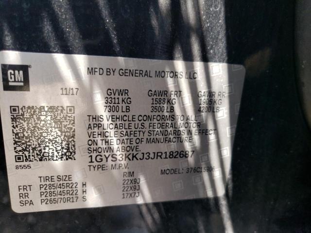 1GYS3KKJ3JR182687 - 2018 CADILLAC ESCALADE ESV PLATINUM შავი ფოტო 13